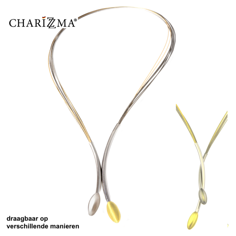 Charizzma Collier, edelstaal/edelsstaal-verguld met magnetische sluiting (45cm.) - 16901