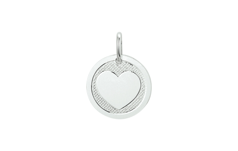 Hanger, graveerplaatje zilver hart (14mm.) - 17180