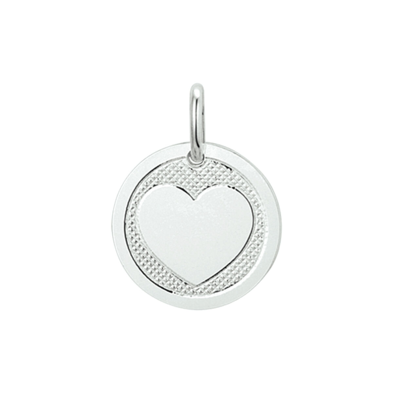 Hanger, graveerplaatje zilver hart (14mm.) - 17180