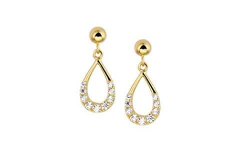 Oorhangers, 14krt.goud met zirconia - 16222