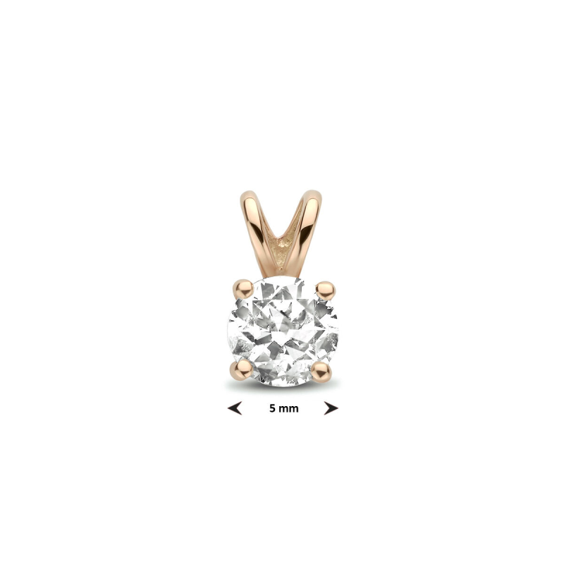 Hanger, 14krt. rose-goud  met zirconia (5mm.) - 16224