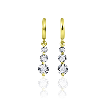 Oorhangers, zilver-verguld met zirconia (oorringen: 8x2mm.) - 16242 Oorhangers, zilver-verguld met zirconia (oorringen: 8x2mm.) - 16242