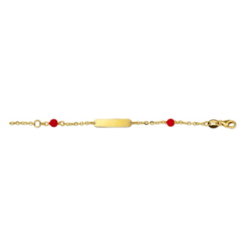 Graveerarmband, 14krt. goud met bloedkoraal (verstelbaar: 9-11cm.baby) - 16208 Graveerarmband, 14krt. goud met bloedkoraal (verstelbaar: 9-11cm.baby) - 16208