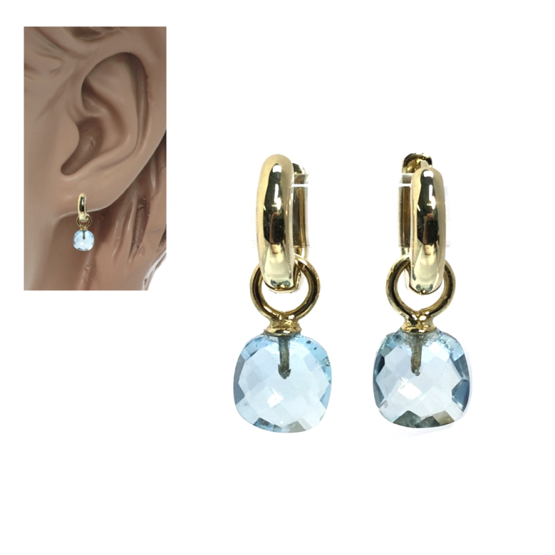HC Oorbedels, 14krt.goud (Topaas cushion 8x8mm.) excl.oorringen! - 17062
