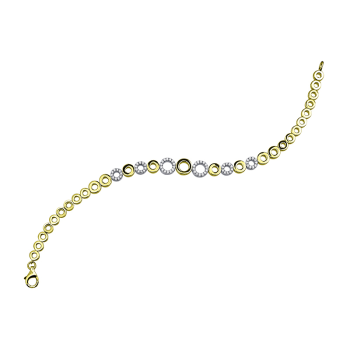 Armband, zilver/verguld met zirconia (lengte: 19cm.) - 17283