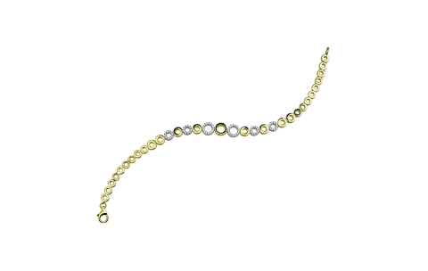 Armband, zilver/verguld met zirconia (lengte: 19cm.) - 17283