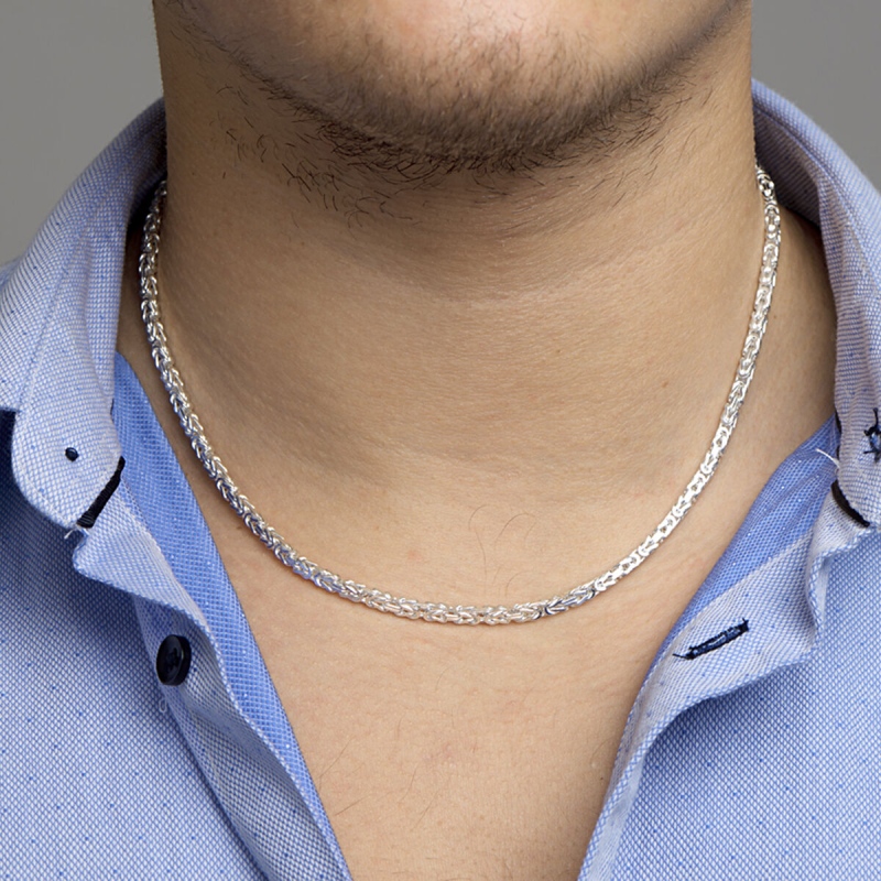 Collier, zilver koningsschakel 3,5mm. (lengte: 50cm.) - 17286