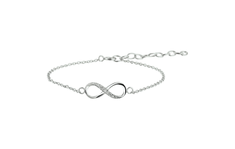 Armband, zilver gerhodineerd infinity (lengte: 13-16cm.) - 17370