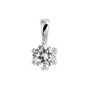 Hanger, zilver met zirconia (steenmaat: 6mm.) - 17413