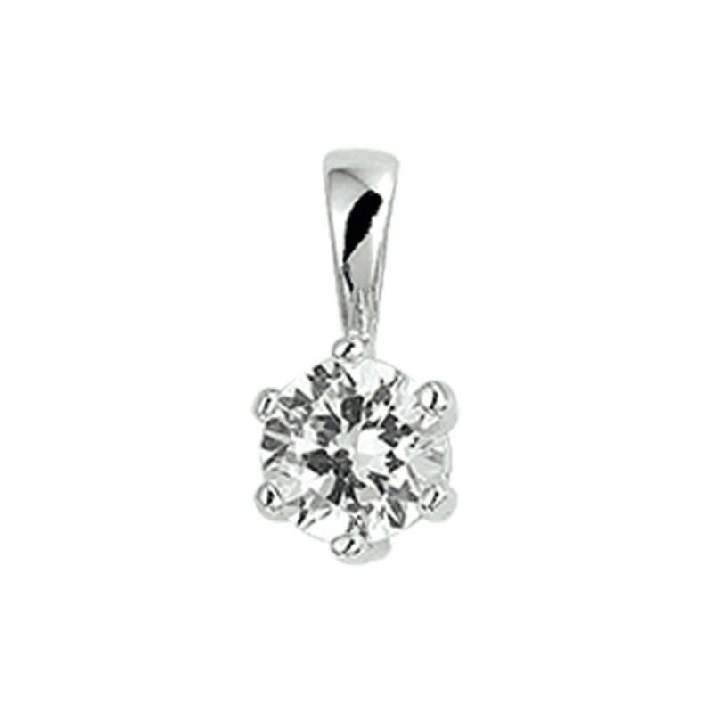 Hanger, zilver met zirconia (steenmaat: 6mm.) - 17413