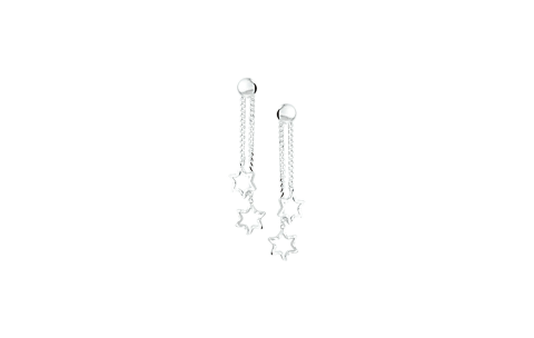 Oorhangers, zilver gerhodineerd sterretjes - 17437
