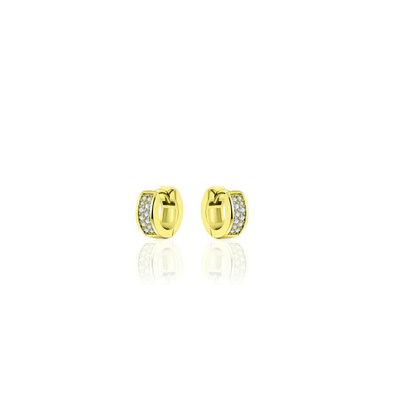 Oorringen, zilver verguld met zirconia (5x12m) - 17593