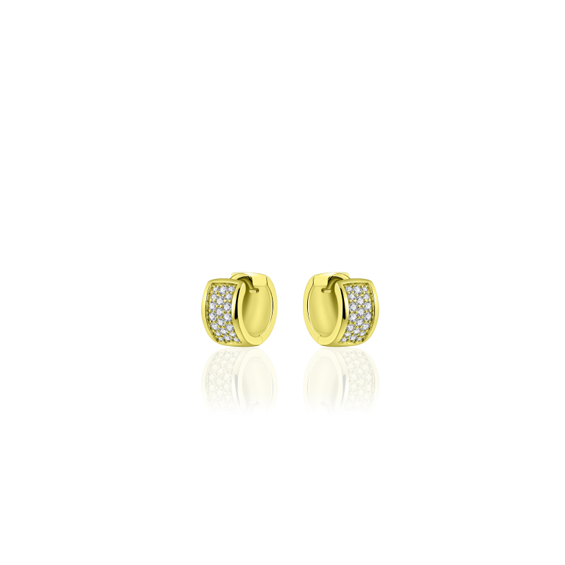 Oorringen, zilver verguld met zirconia (5x12m) - 17594