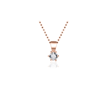 Hanger, zilver rose-verguld met zirconia solitair( 2mm.) excl. collier - 17755