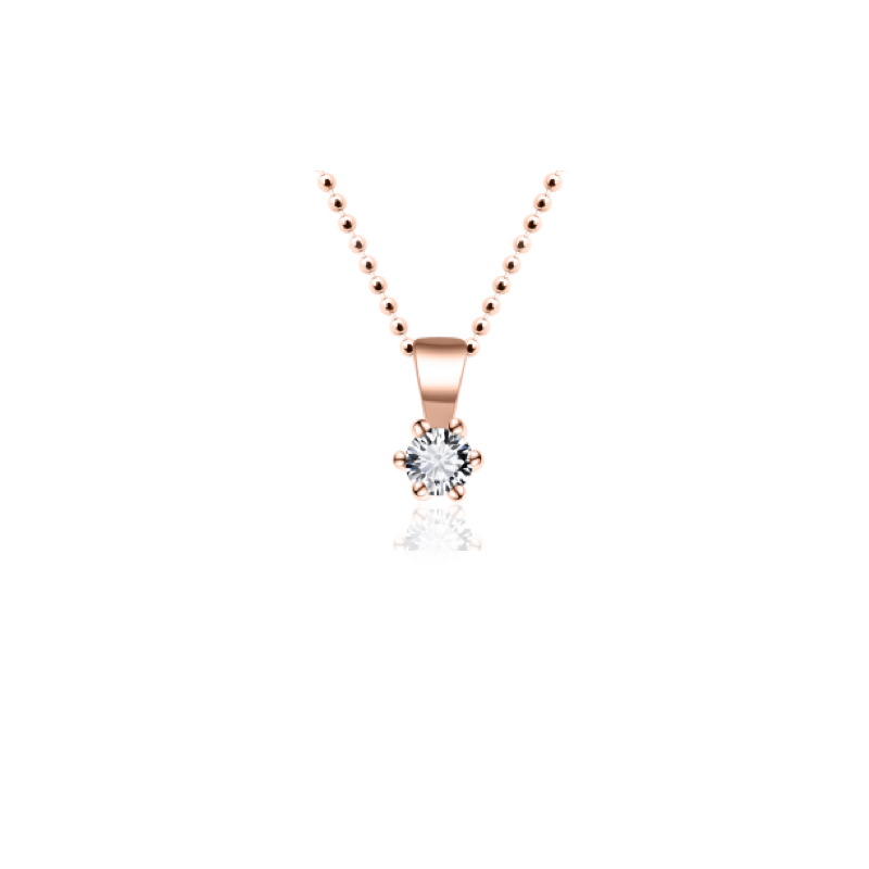 Hanger, zilver rose-verguld met zirconia solitair( 2mm.) excl. collier - 17755