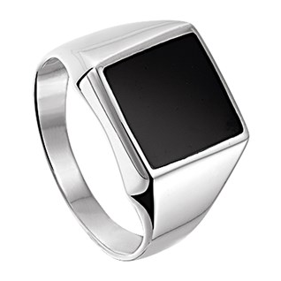 Herenring, zilver met onyx 15x14mm. (maat 19,5) - 18041 Herenring, zilver met onyx 15x14mm. (maat 19,5) - 18041