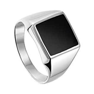 Herenring, zilver met onyx 15x14mm. (maat 19,5) - 18041 Herenring, zilver met onyx 15x14mm. (maat 19,5) - 18041