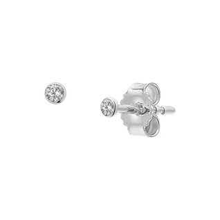 Oorknop, 14krt witgoud met zirconia (2mm.) - 18082 Oorknop, 14krt witgoud met zirconia (2mm.) - 18082