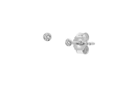 HC Oorknop, 14krt witgoud met zirconia (2mm.) - 18082