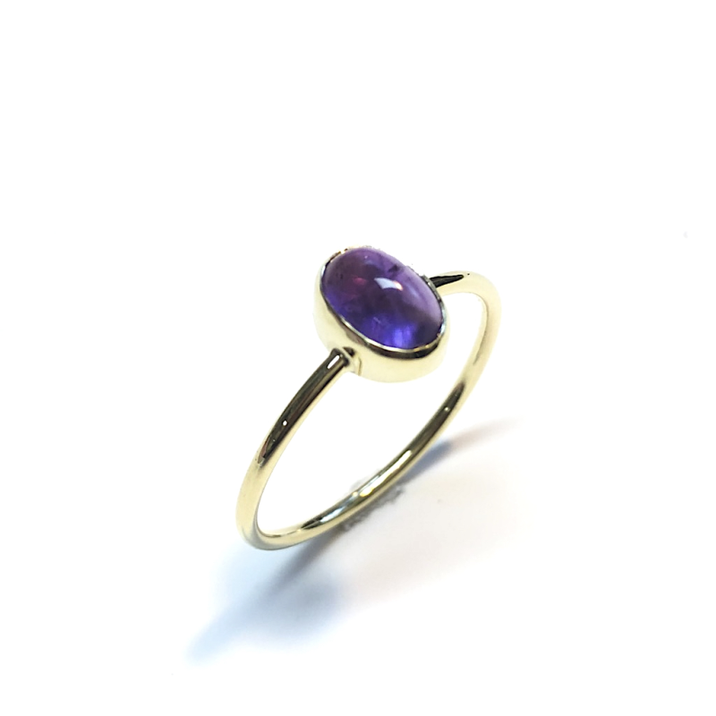 Eclat Ring, 14krt.goud met amethist 5x7mm. (maat 16) - 18179