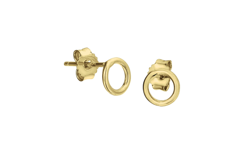 Oorknoppen, zilver verguld cirkel 6mm. - 18193