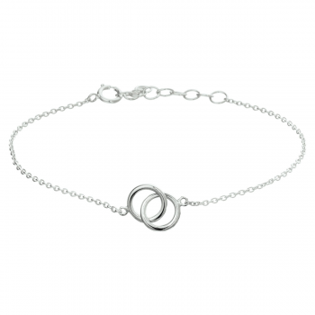 Armband, zilver gerhodineerd met 2 draadringetjes (16-19cm.) - 18229