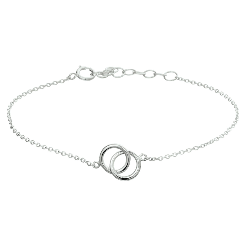 Armband, zilver gerhodineerd met 2 draadringetjes (16-19cm.) - 18229