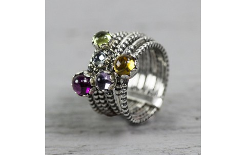Jeh Jewels Ring, model 19811 (mt.58) topaas/peridot/rodoliet/amethyst/citrien - 16333