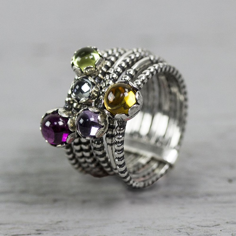 Jeh Jewels Ring, model 19811 (mt.58) topaas/peridot/rodoliet/amethyst/citrien - 16333 Jeh Jewels Ring, model 19811 (mt.58) topaas/peridot/rodoliet/amethyst/citrien - 16333