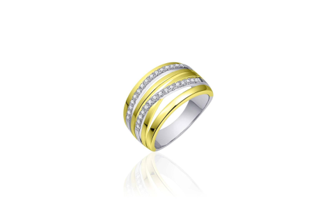 HC Ring, zilver/verguld met zirconia (maat56) - 18235