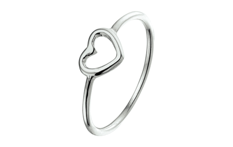 Ring, zilver met open hart (maat 15,25) - 18255