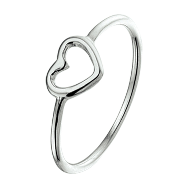 Ring, zilver met open hart (maat 15,25) - 18255