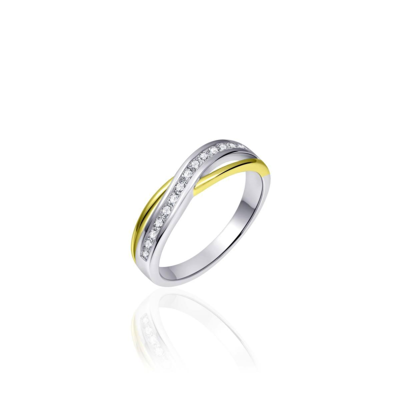 Ring, zilver/verguld met zirconia - 18237