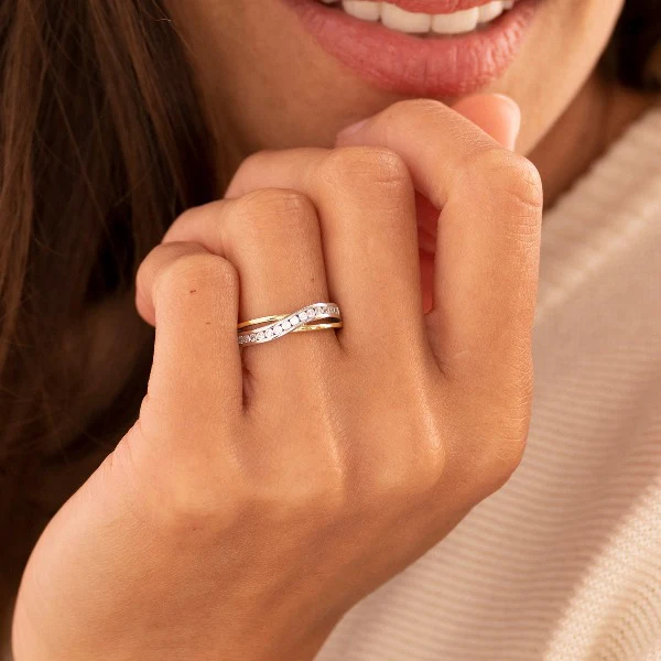 Ring, zilver/verguld met zirconia - 18237