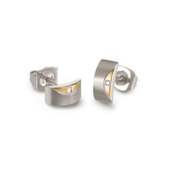Boccia Oorknoppen, titanium met diamant model 05007-03 (9x4mm.) - 18279