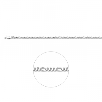 Collier, zilver figaroschakel 2,75mm (lengte: 60cm) - 18289