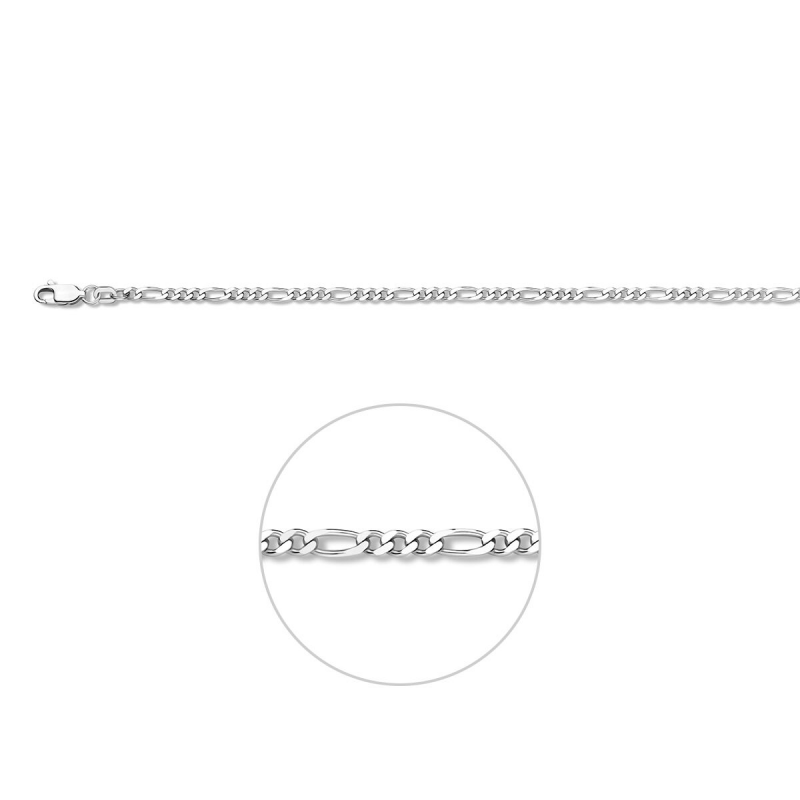 Collier, zilver figaroschakel 2,75mm (lengte: 60cm) - 18289