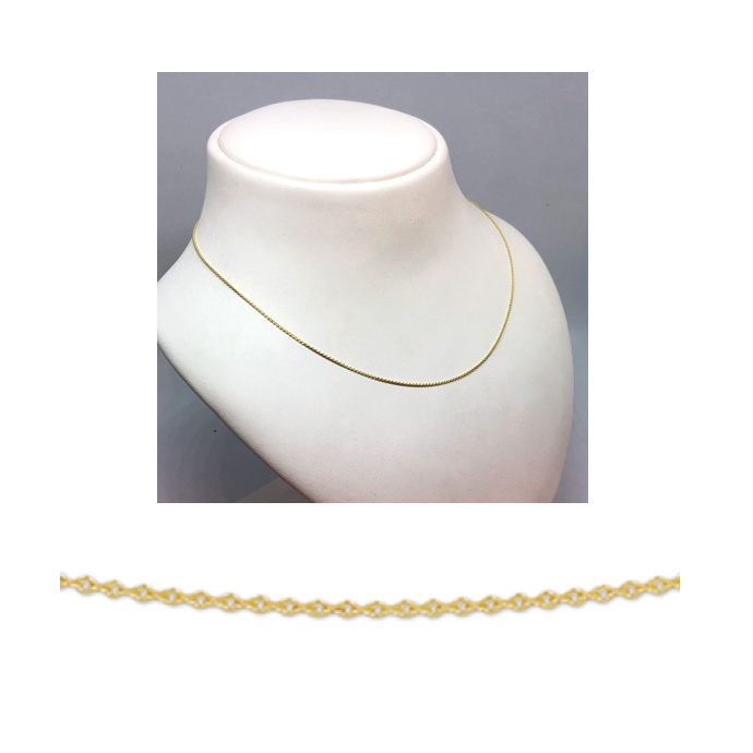 Collier, 14krt.goud ankerschakel 1mm. (lengte verstelbaar: 41-45cm.) - 18580