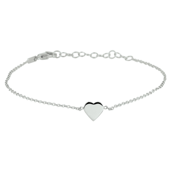 Armband, zilver gerhodineerd met hart (lengte: 16-19cm.) - 18732