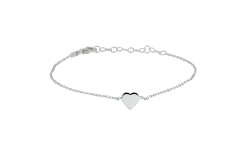 Armband, zilver gerhodineerd met hart (lengte: 16-19cm.) - 18732