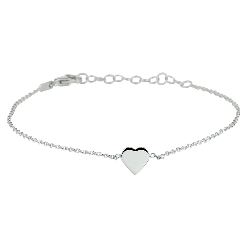 Armband, zilver gerhodineerd met hart (lengte: 16-19cm.) - 18732