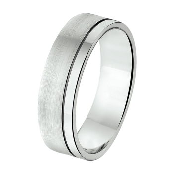 Amorio Ring, zilver gerhodineerd breedte 6mm. (maat 20)  GLADDE RING - 16387