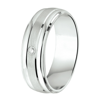 Amorio Ring, zilver gerhodineerd breedte 6mm. (maat 17,5) RING MET ZIRCONIA - 16390