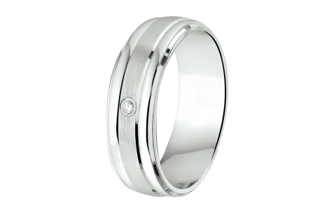 Amorio Ring, zilver gerhodineerd breedte 6mm. (maat 17,5) RING MET ZIRCONIA - 16390