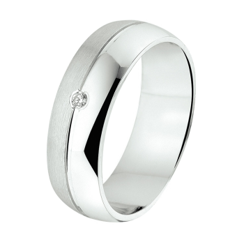 Amorio Ring, zilver gerhodineerd breedte 6mm. (maat 17,5)  RING MET ZIRCONIA - 16392