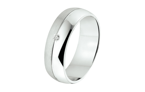 Amorio Ring, zilver gerhodineerd breedte 6mm. (maat 17,5)  RING MET ZIRCONIA - 16392