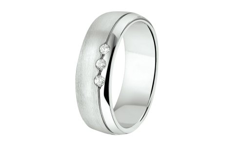 Amorio Ring, zilver gerhodineerd breedte 6mm. (maat 17,5)  RING MET ZIRCONIA - 16394