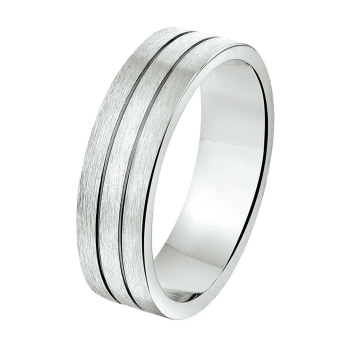 Amorio Ring, zilver gerhodineerd breedte 6mm. (maat 20)  GLADDE RING - 16395