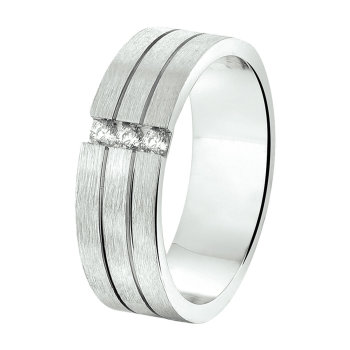 Amorio Ring, zilver gerhodineerd breedte 6mm. (maat 17,5) RING MET ZIRCONIA - 16396