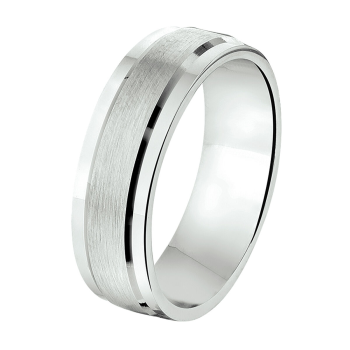 Amorio Ring, zilver gerhodineerd breedte 6.5mm. (maat 20) GLADDE RING - 16398